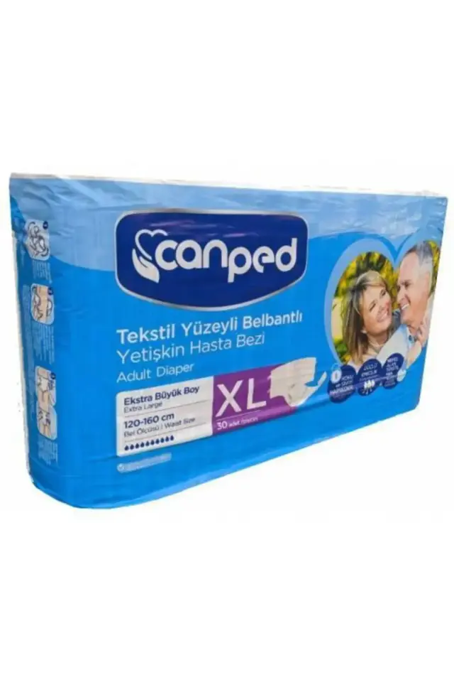 Canped Tekstil Yüzeyli Belbantlı Ekstra Büyük Boy XL 30'lu Hasta Bezi