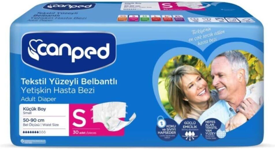 Canbebe Canped Belbantlı Tekstil Hasta Bezi, Small 30 LU